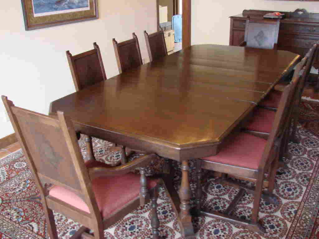 Antique 7 Foot Walnut Dining Room Table