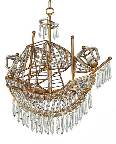 Sailing Ship Gold Frame Ceiling Lamp Ko-59 Bethel: This Is A Brand New Bethel International 4 Lt Clear Crystal Boat Shape Chandelier. This Is Brand New In The Box. Item : Ko-59 Measures approx 21" L x 23" H x 9" D