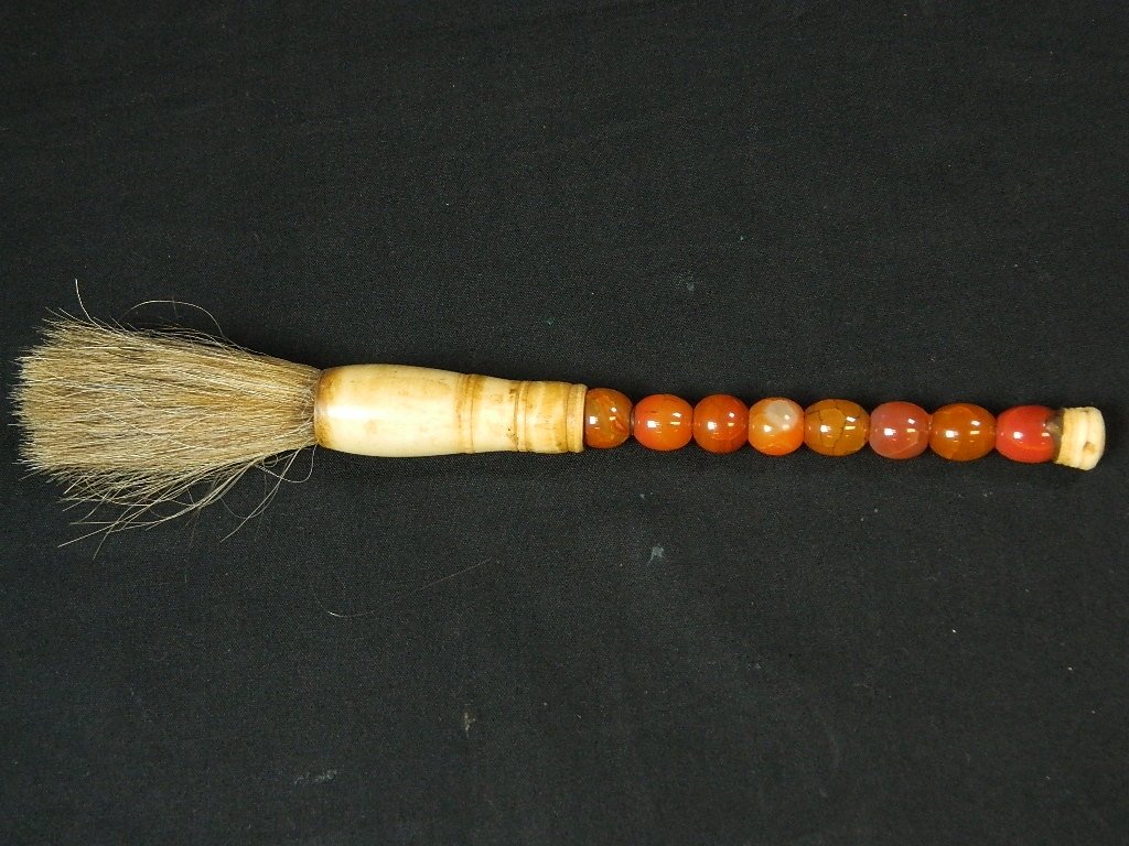 10" Bead/Bone Vintage Calligraphy Brush: This brush is one of the finest and is very unique. The handle is made of bead and bone. It measures about 10 inches long and is in great condition!