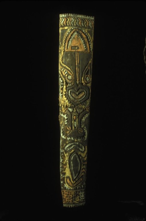 Papua New Guinea War Shield from LaCasse Collectio: 21 62" War Shield from PNG from Lacasse Collection. Middle Sepik Area. Paint has faded.