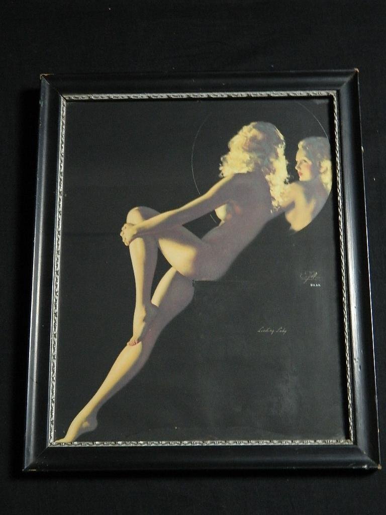 Vintage 1940 Leading Lady Poster by Earl Moran: 1940 EARL MORAN RARE ART PRINT ~~ Leading Lady . Actual Poster size 11" X 13.75" in frame black with silver design frame 12.5"w X 15.25" H