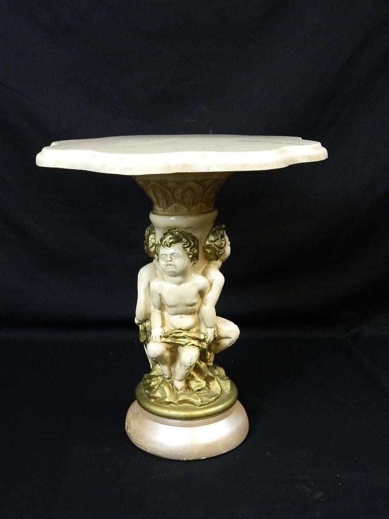 16" Angel Marble/Plaster Floor Table/Stand: Up for sale we have a 16" Angel Marble/Plaster Floor Table/Stand.