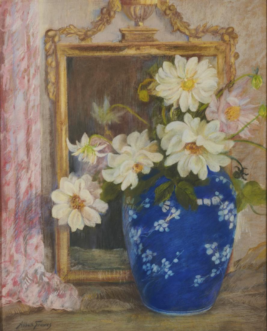 ABBOTT FULLER GRAVES, (American, 1859-1936), Flowers in: ABBOTT FULLER GRAVES (American, 1859-1936) Flowers in a Blue Vase pastel signed Abbott Graves, l.l. sight: 28 x 23 in., frame: 35 x 30 in.