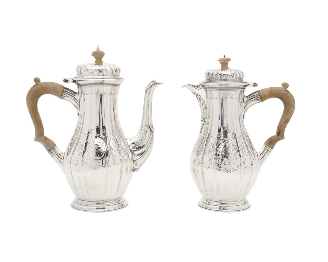 CHRICHTON BROTHERS Silver Coffee Pot and Chocolate Pot, (1 of 5)