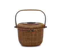 Nantucket Lightship Basket with Carved Ebony Whale (1 of 6)