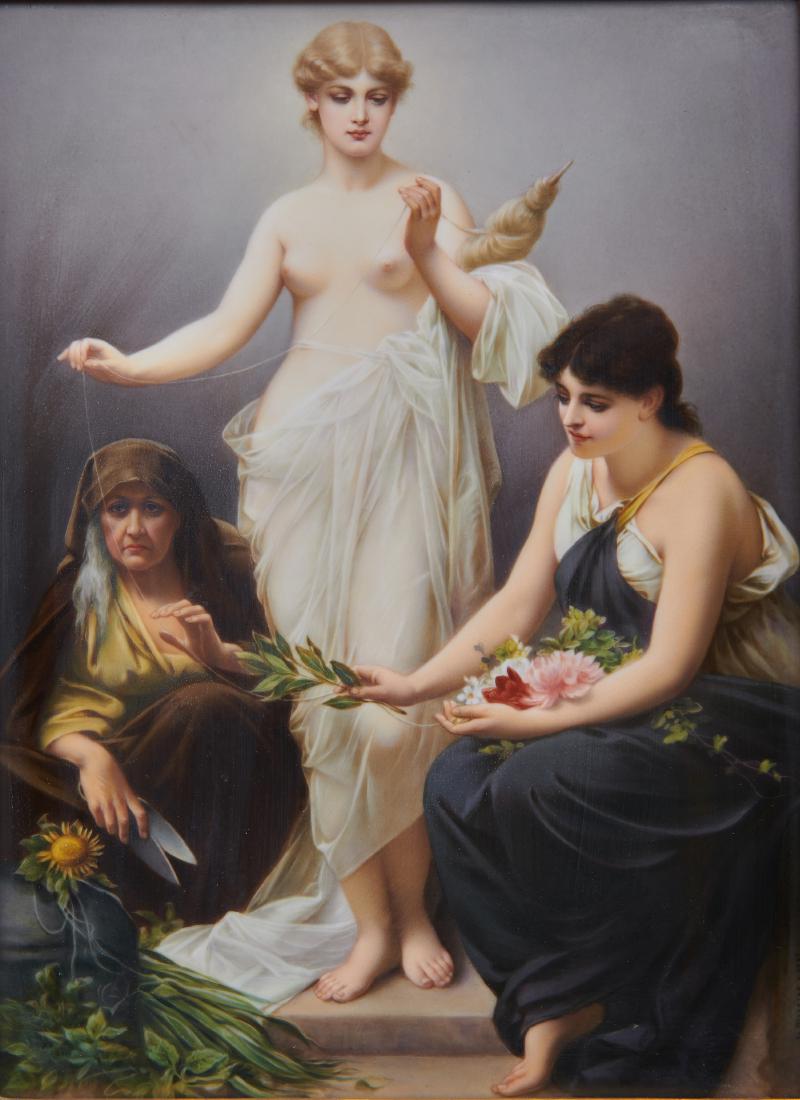 Berlin KPM Porcelain Plaque depicting The Three Fates, (1 of 7)