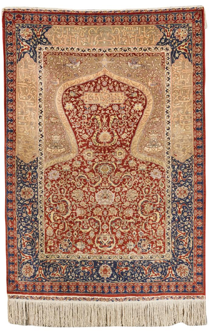 Fine Hereke Prayer Rug, Turkish, mid 20th century, with (1 of 4)