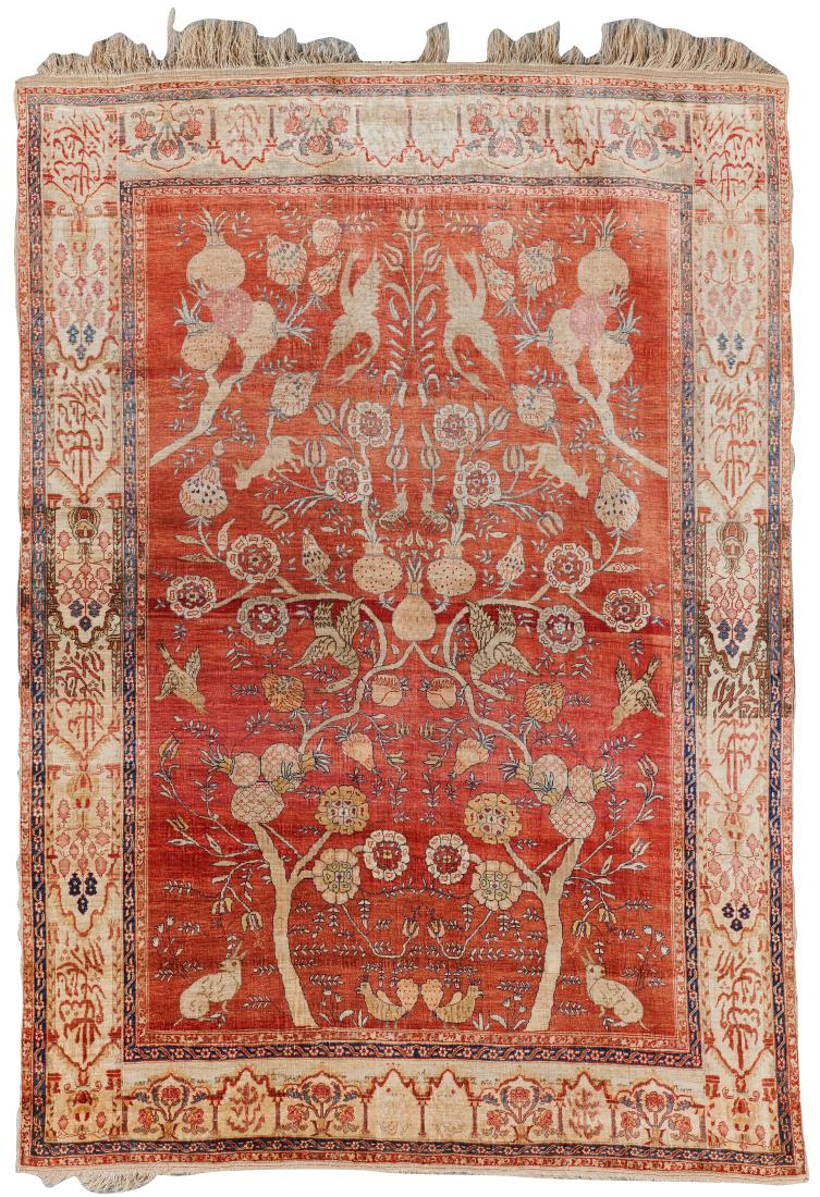 Silk Tabriz Tree of Life Rug, Persia, late 19th century; (1 of 7)