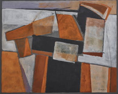 WILLIAM AUSTIN KIENBUSCH, (American, 1914-1980),: WILLIAM AUSTIN KIENBUSCH (American, 1914-1980) Schoodic Point #2 1951, gouache, watercolor, and craypas signed and dated Kienbusch 51, l.r. 22 1/3 x 27 3/4 in., frame: 25 x 31 in. Provenance: A Maine