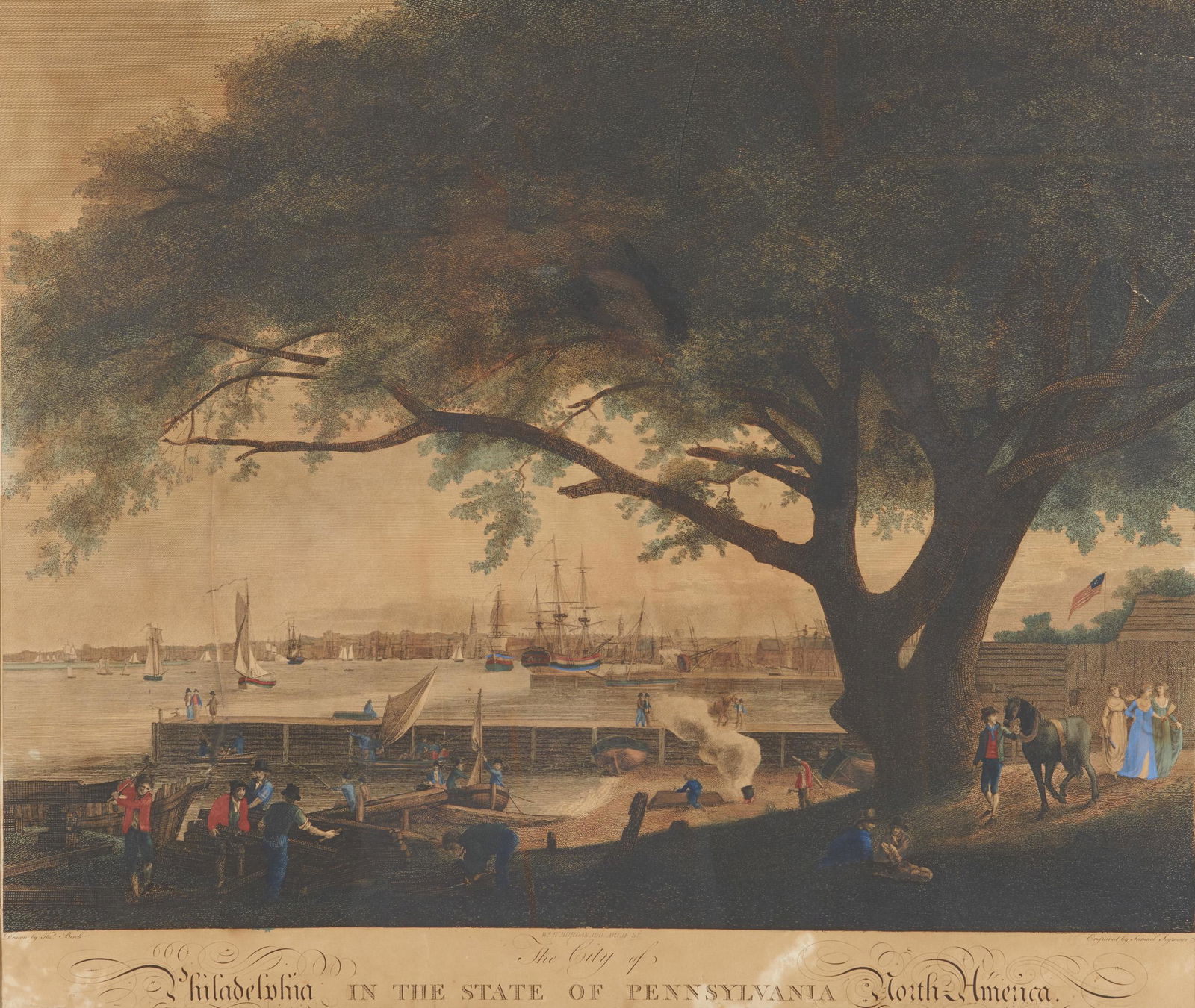 The City of Philadelphia in the State of Pennsylvania,: The City of Philadelphia in the State of Pennsylvania, engraved by Samuel Seymour, after Thomas Birch sight: 20 1/3 x 24 1/2 in., frame: 35 x 38 in. Provenance: The Collection of a Philadelphia Family