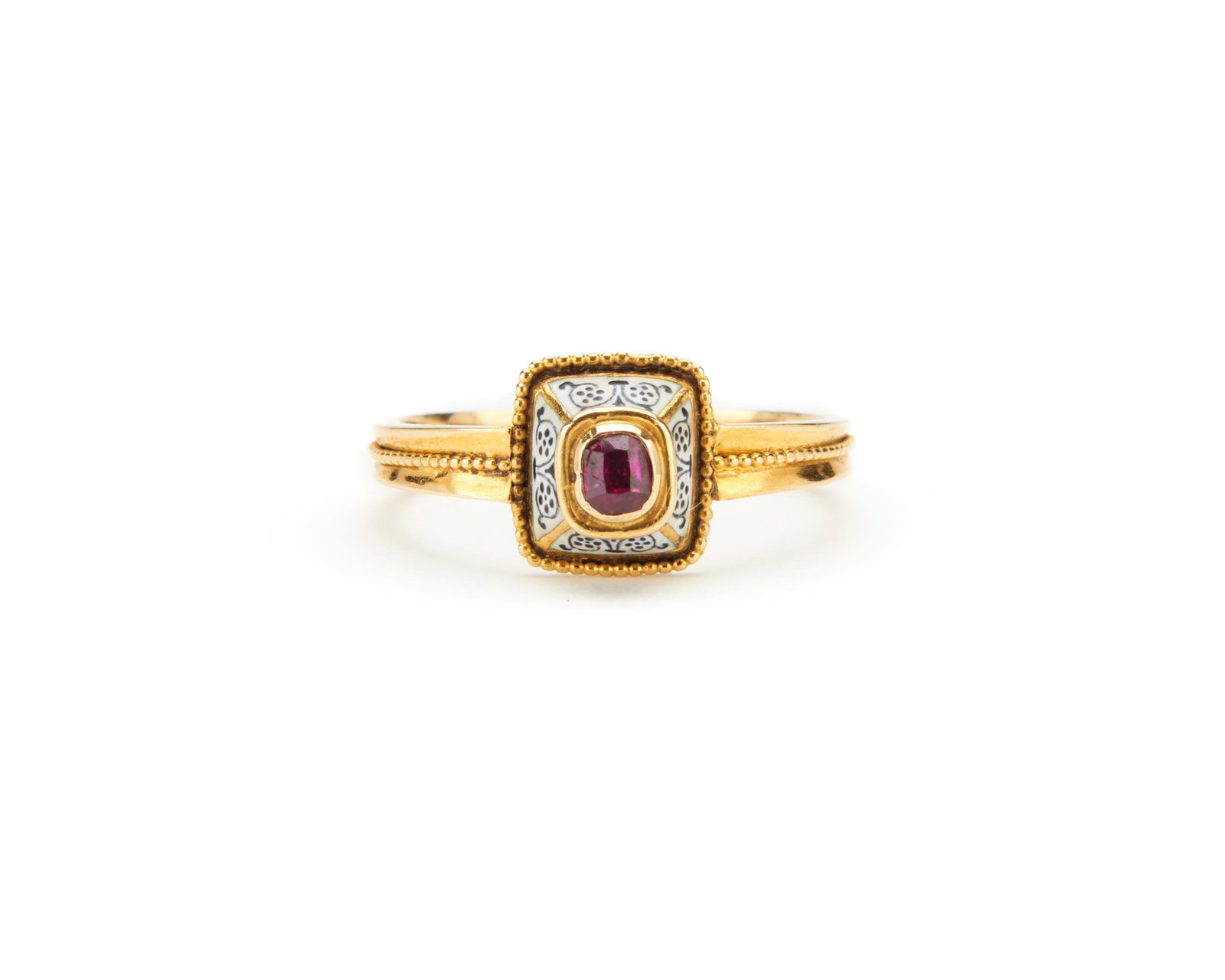 18K Gold, Ruby, and Enamel Ring (1 of 2)