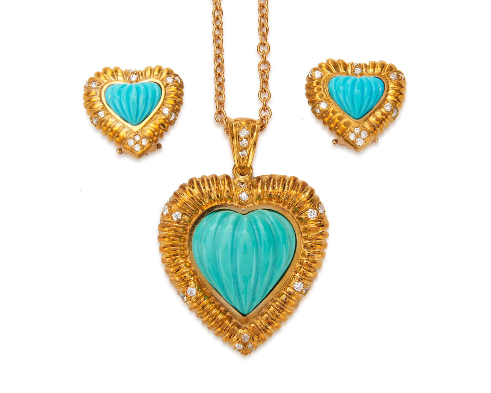 18K Gold, Turquoise, and Diamond Suite (1 of 2)
