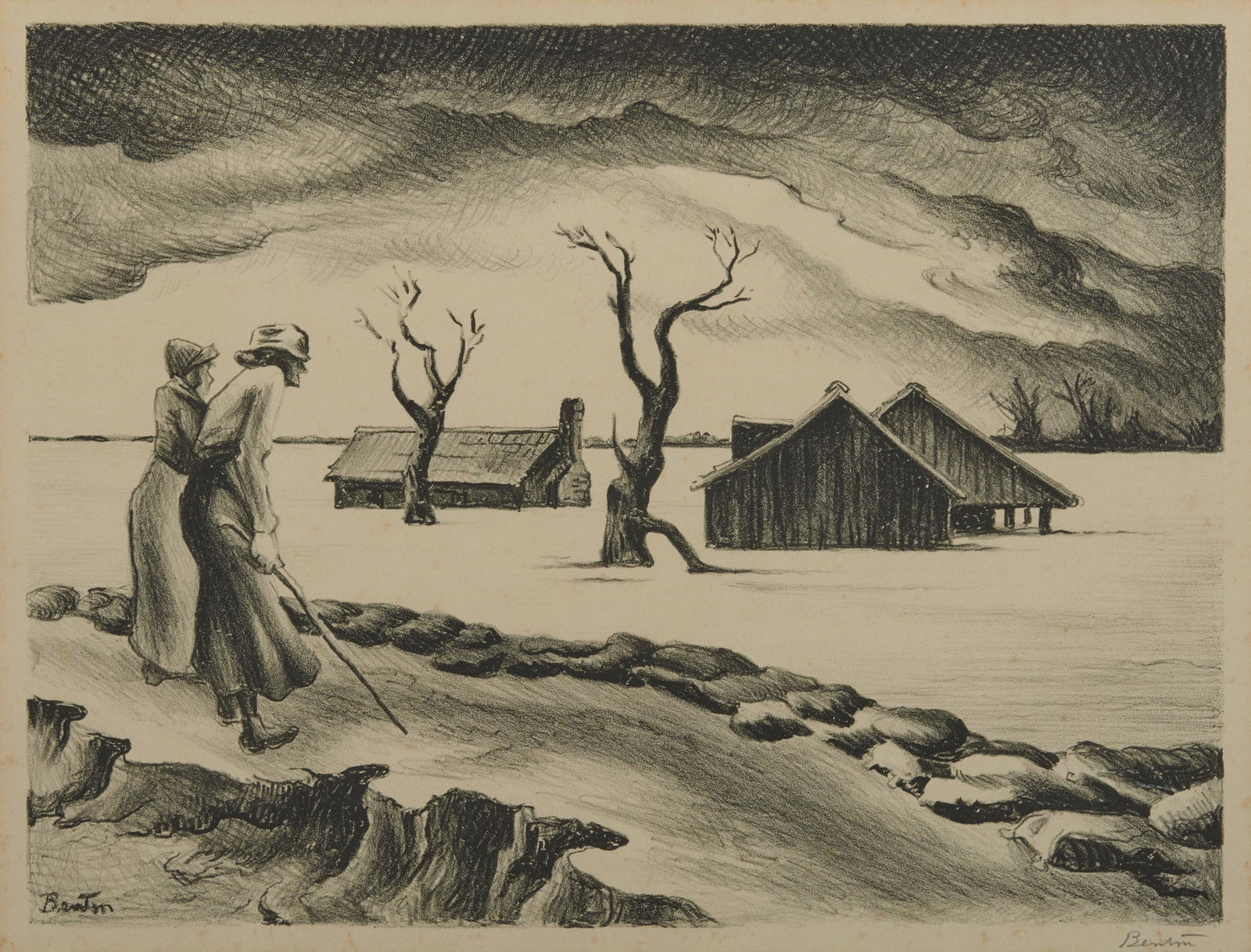 THOMAS HART BENTON, (American, 1889-1975), Flood, (1 of 5)