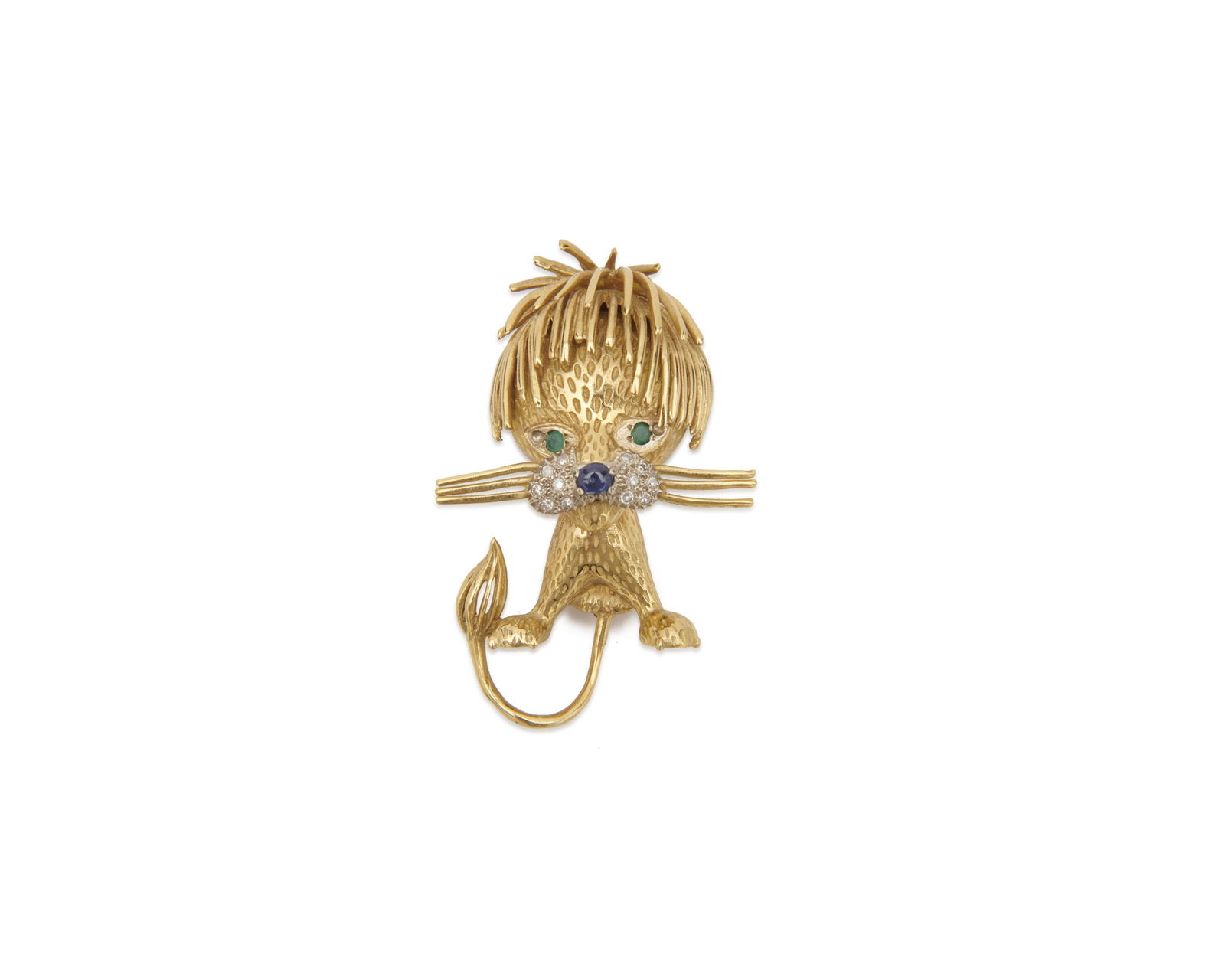 18K Gold, Diamond, and Gemset Lion Brooch (1 of 2)