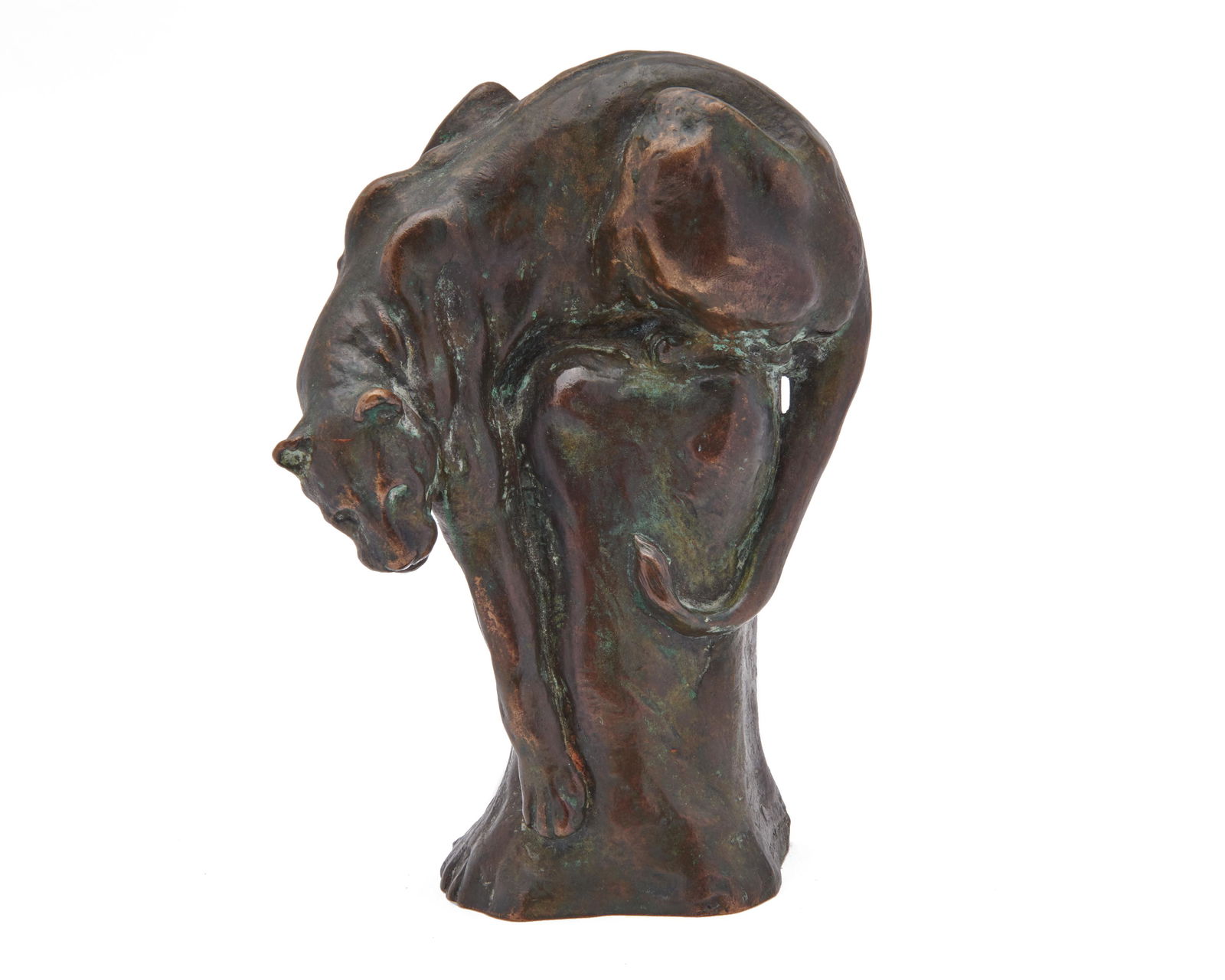 ANNA VAUGHN HYATT HUNTINGTON, (American, 1876-1974),: ANNA VAUGHN HYATT HUNTINGTON(American, 1876-1974)Descending Jaguarbronzeinscribed Anna V. Hyatt, on base; Gorham Co. Founders 60 038 stamped on baseheight: 6 1/2 in.