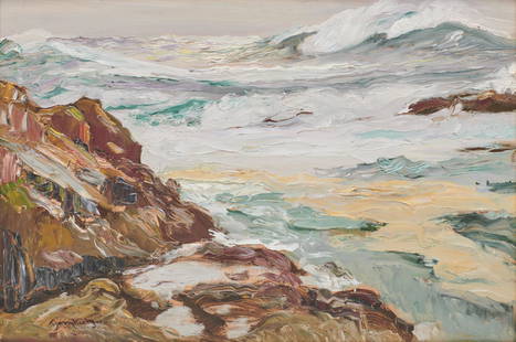 PAUL DOUGHERTY, (American, 1877-1947), Big Wave: PAUL DOUGHERTY(American, 1877-1947)Big Waveoil on Masonitesigned Dougherty lower left15 x 21 1/2 in., frame: 22 x 28 1/2 in.