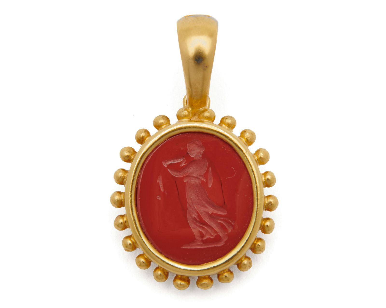 ELIZABETH LOCKE 18K Gold and Glass Intaglio Pendant (1 of 4)