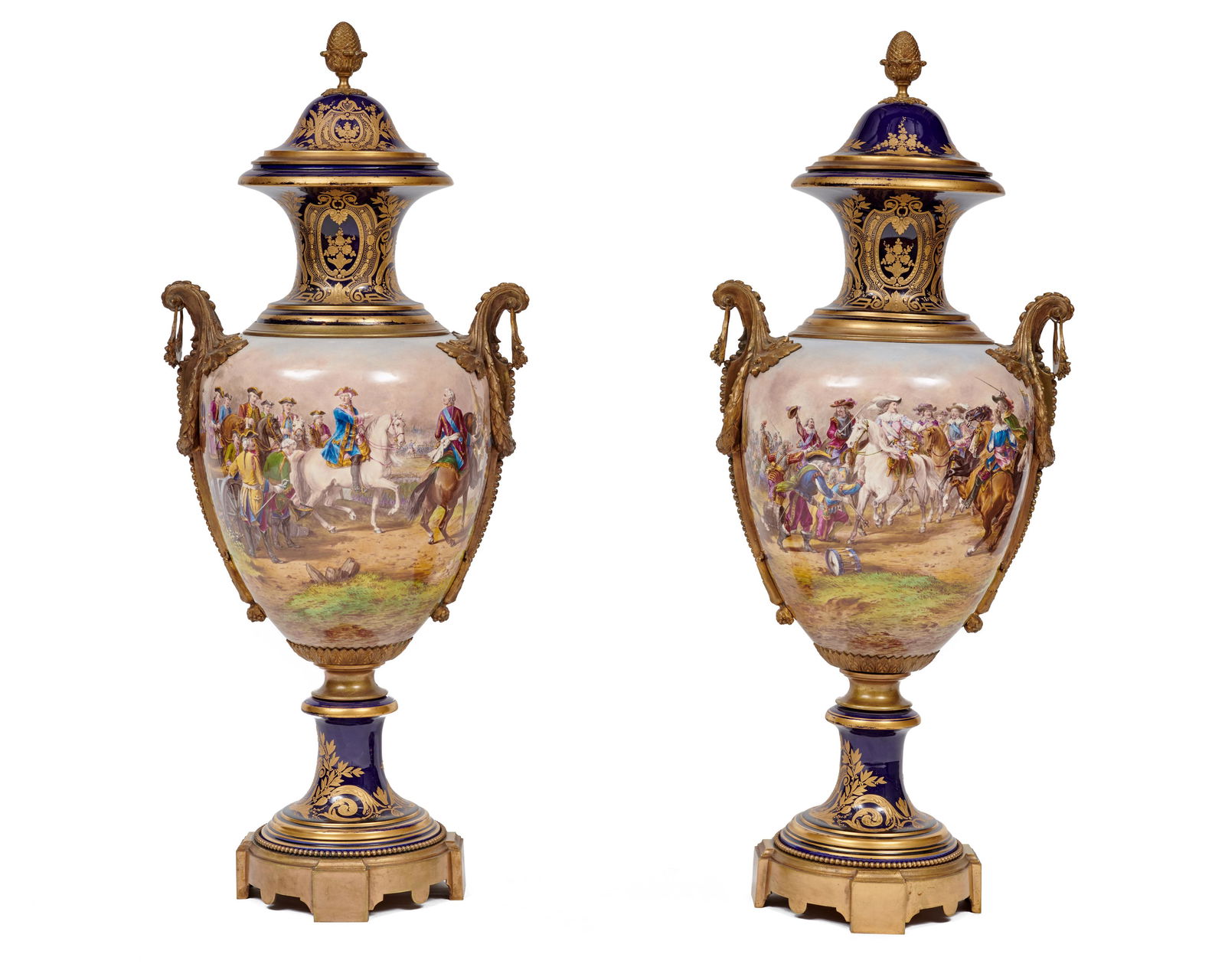Pair of Sevres Porcelain Ormolu Mounted Covered Vases, (1 of 12)
