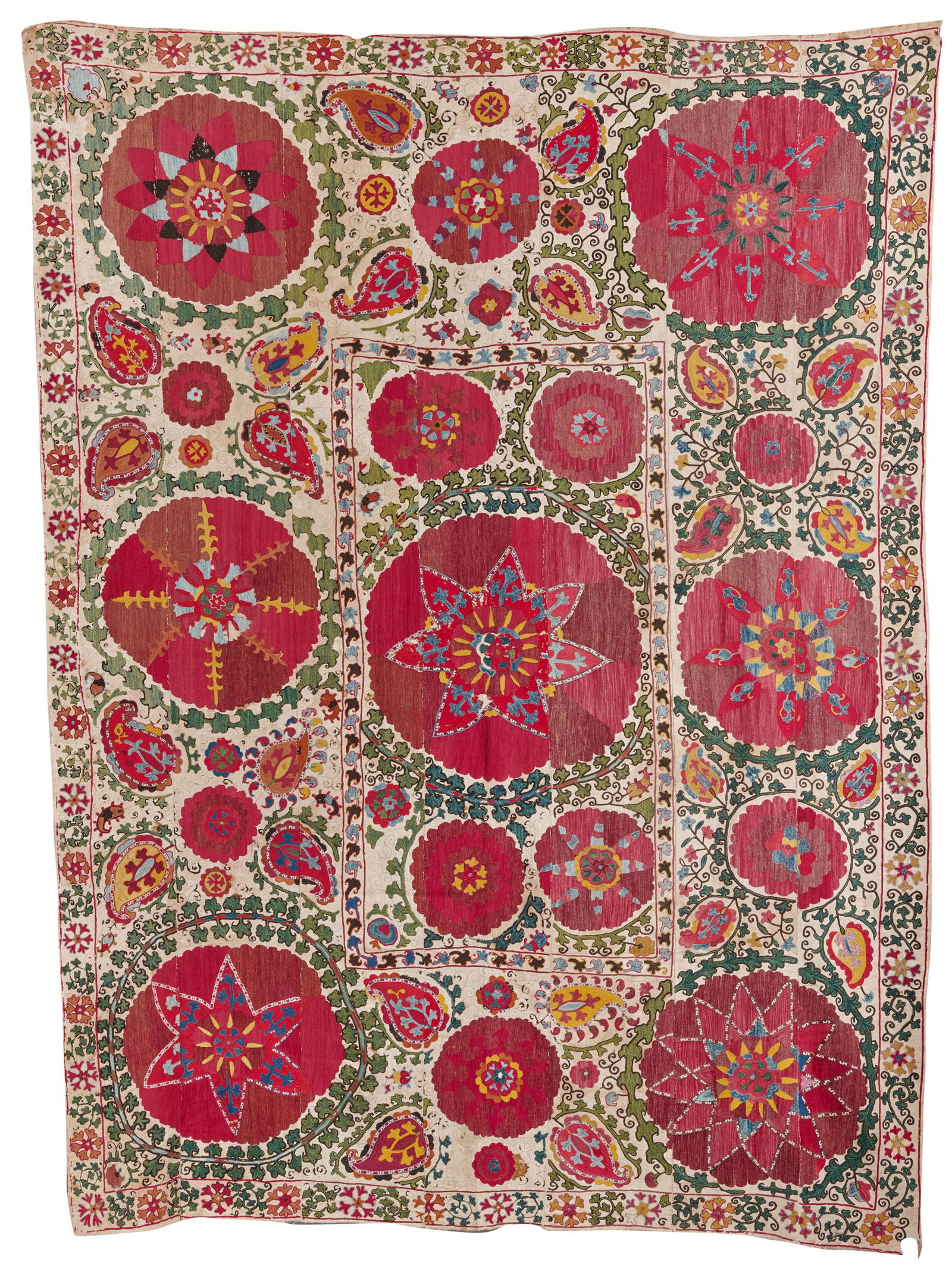 Suzani Embroidery, Turkestan, ca. 1875; 7 ft. 6 in. x 5 (1 of 5)