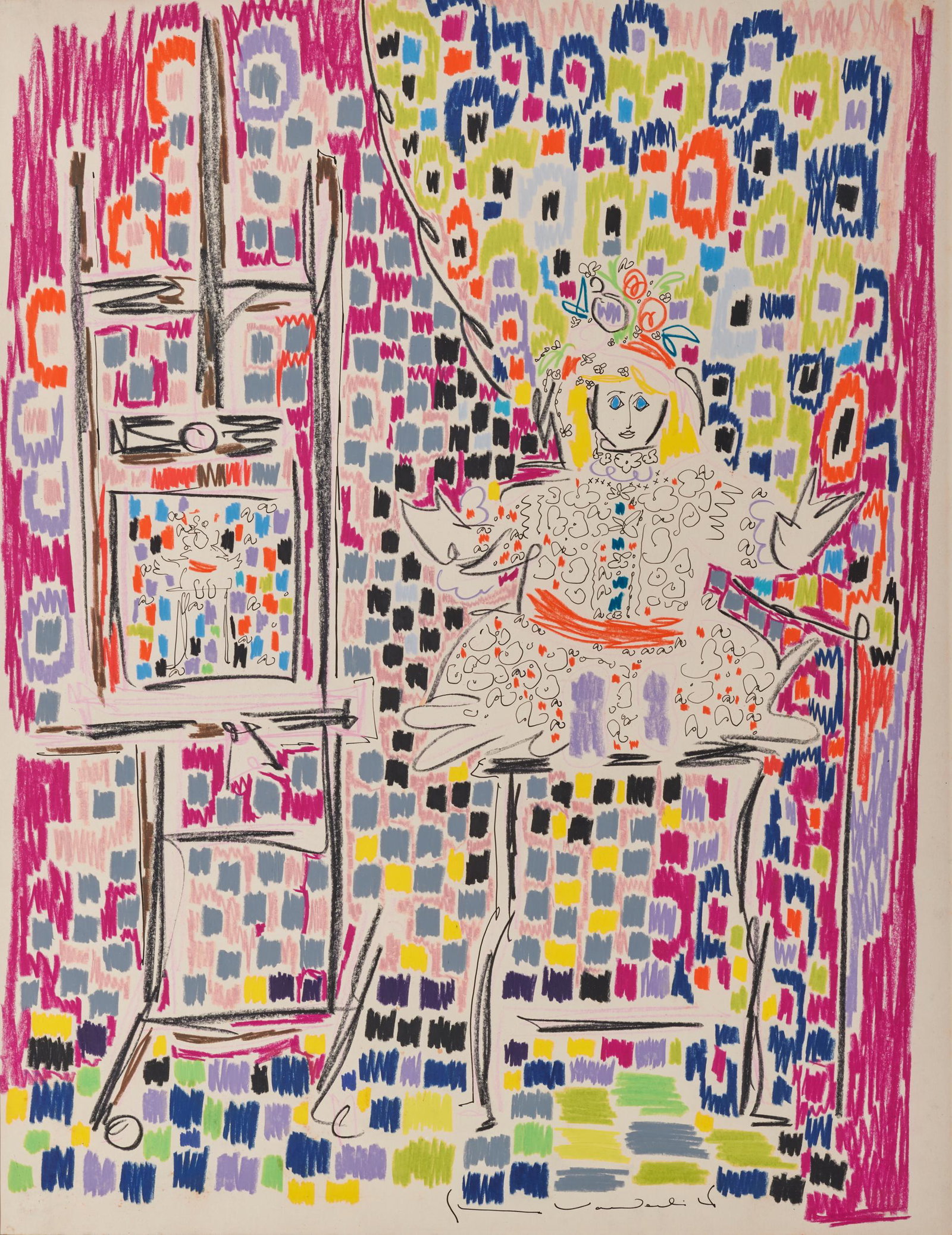 GLORIA VANDERBILT, American 1924-2019, Doll with Easel (1 of 5)