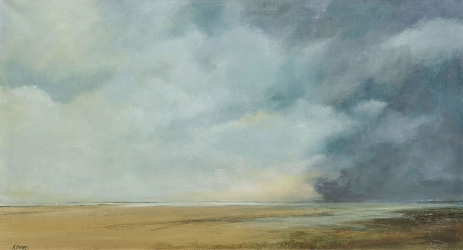 ANNE PACKARD, American b. 1933, Battle of The Elements,: ANNE PACKARD (American, b. 1933)Battle of The Elements2012, oil on canvassigned A. Packard lower left; signed, dated, and titled verso40 x 72 in., frame: 47 x 80 in. Provenance: The arti