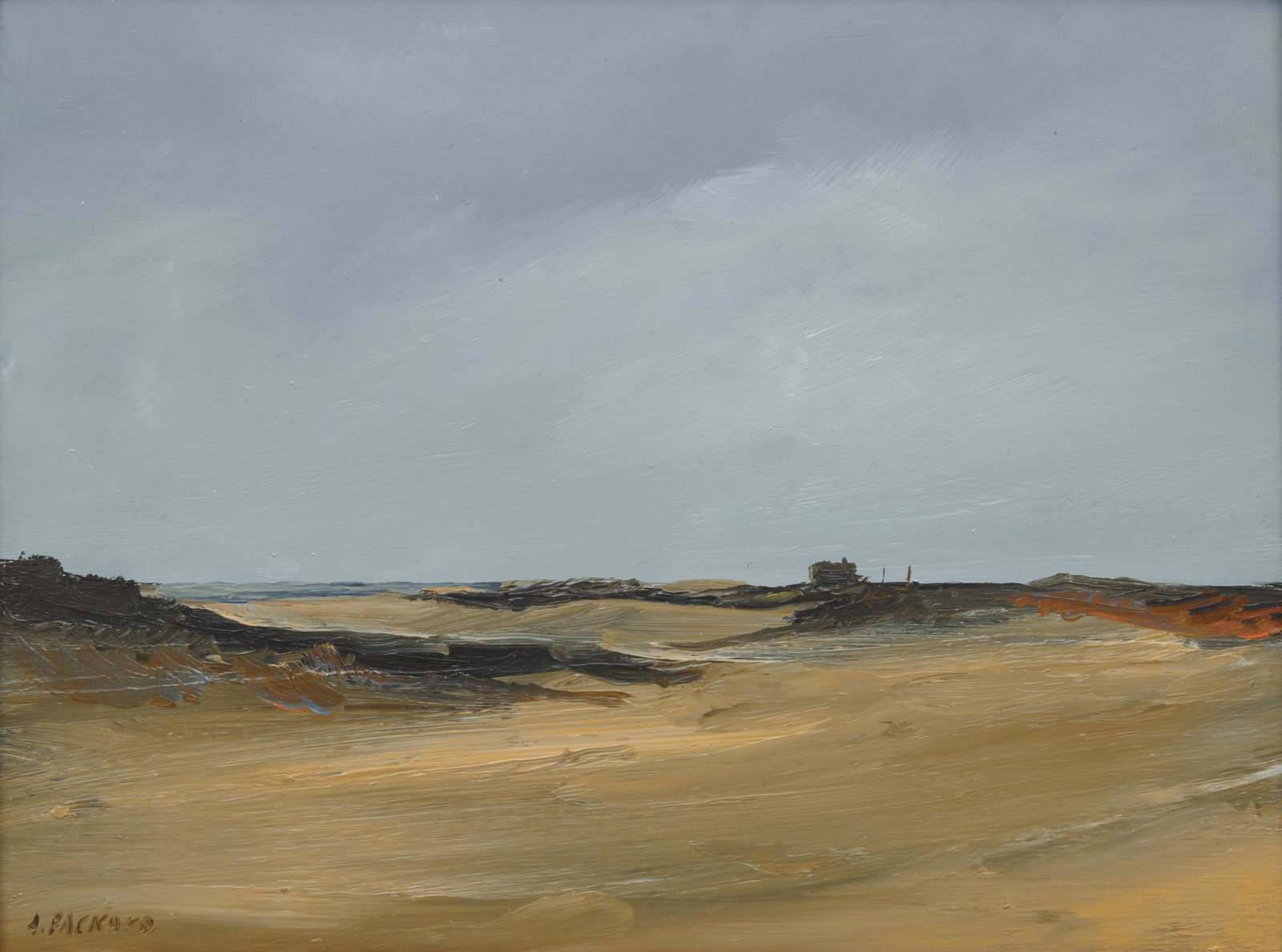 ANNE PACKARD, American b. 1933, Distant Dune Sketch II,: ANNE PACKARD (American, b. 1933)Distant Dune Sketch II1996, oil on boardsigned A. Packard lower left6 x 8 in., frame: 9 1/2 x 11 1/2 in. Provenance: The Collection of a Cambridge, Massac
