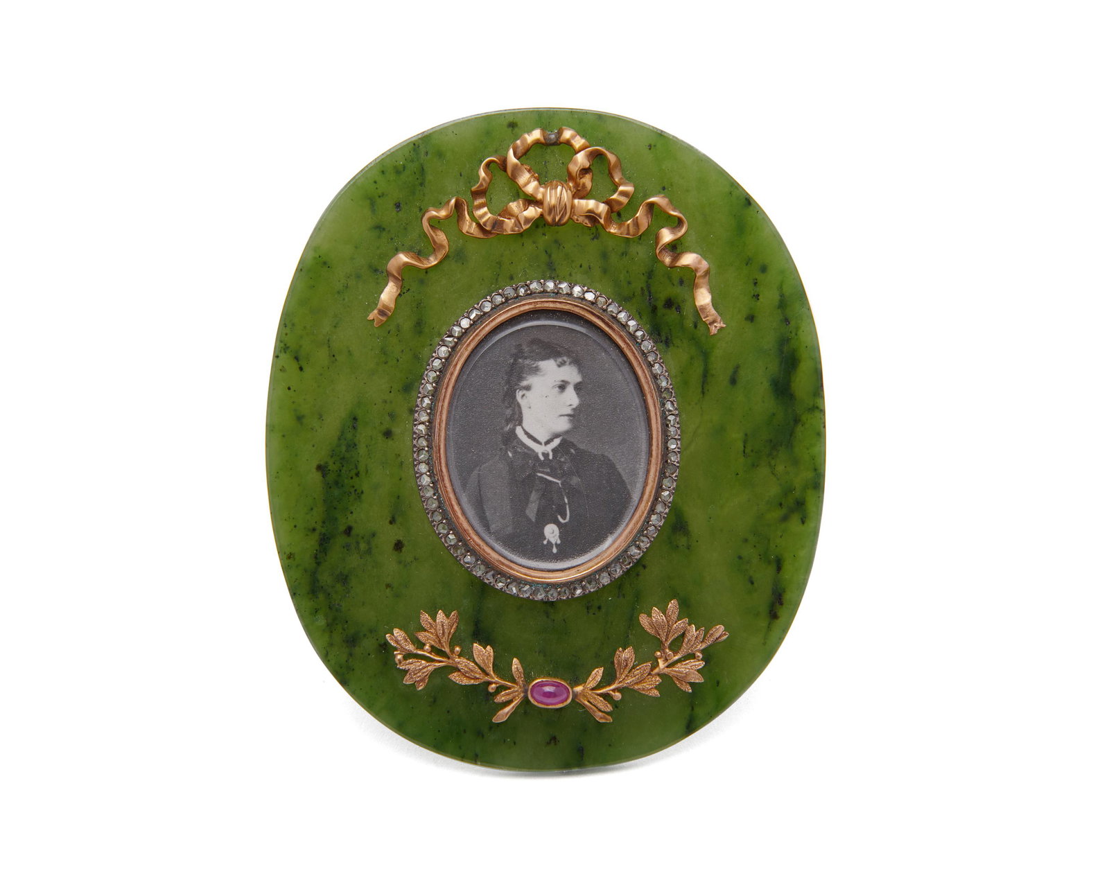 FABERGE 14K Gold, Nephrite, Diamond and Ruby Picture (1 of 4)