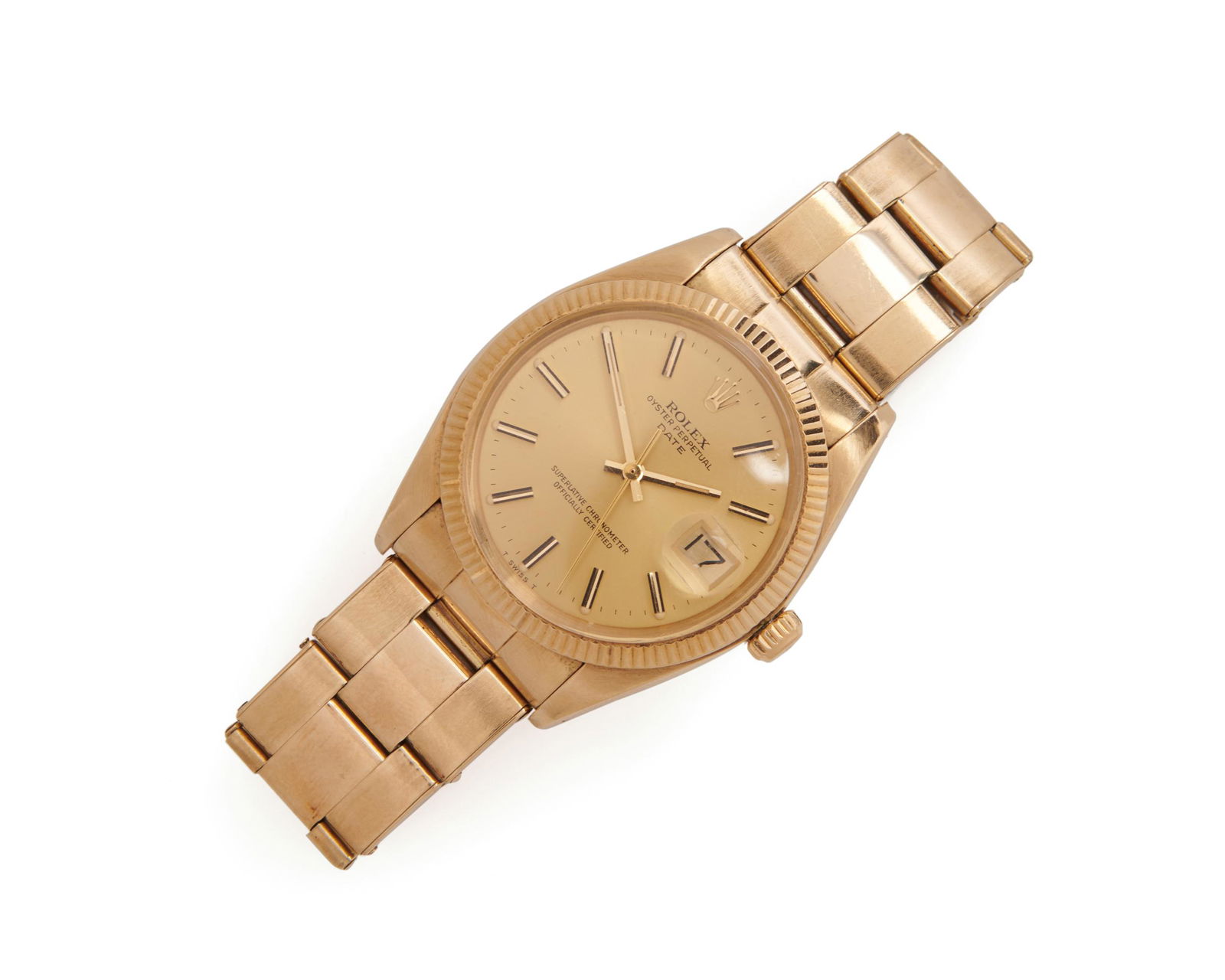ROLEX 14K Gold 'Oyster Perpetual Date' Wristwatch (1 of 3)