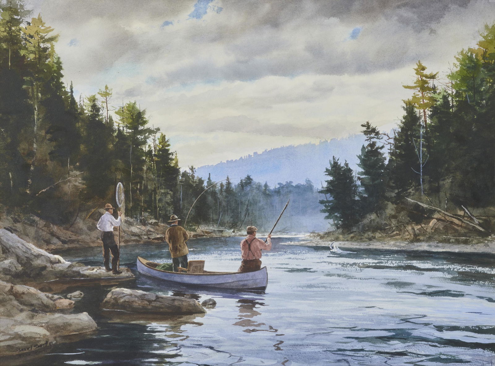 BRETT JAMES SMITH, (American, b. 1958), Another Run,: BRETT JAMES SMITH (American, b. 1958)Another Runwatercolor on papersigned Brett J Smith lower leftsight: 21 x 28 3/4 in., frame: 29 3/4 x 37 3/4 in. Provenance: The Collection of a Bosto