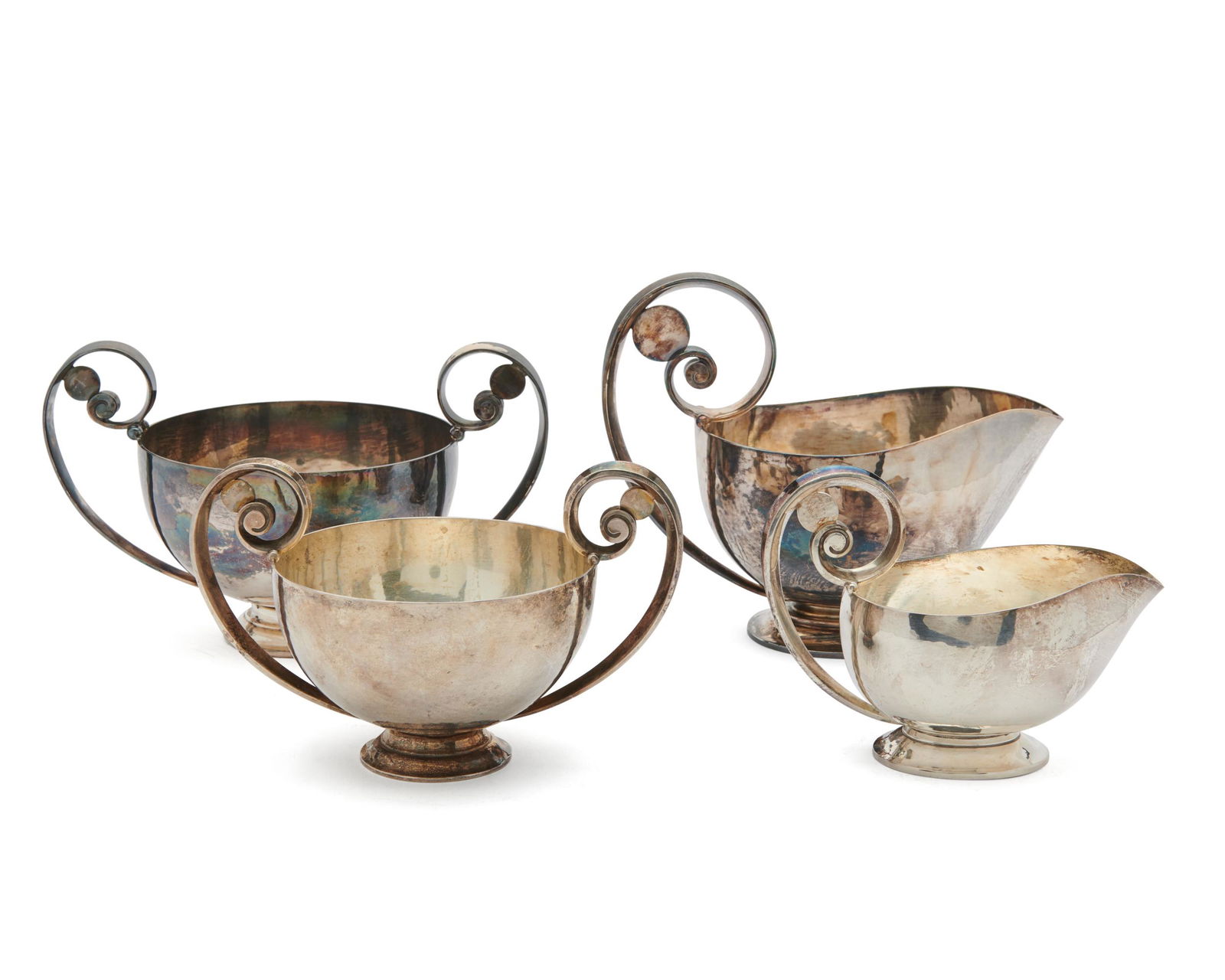 Two Pair of GEORG JENSEN Creamers and Open Sugars (1 of 2)