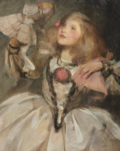 JAMES JEBUSA SHANNON, (American, 1862-1923), The Doll (Kitty in Fancy Dress): JAMES JEBUSA SHANNON (American, 1862-1923)The Doll (Kitty in Fancy Dress)oil on canvassigned J.J.S. lower right30 x 24 in., frame: 42 x 36 in. Provenance: The artist; his wife, Lady Flo