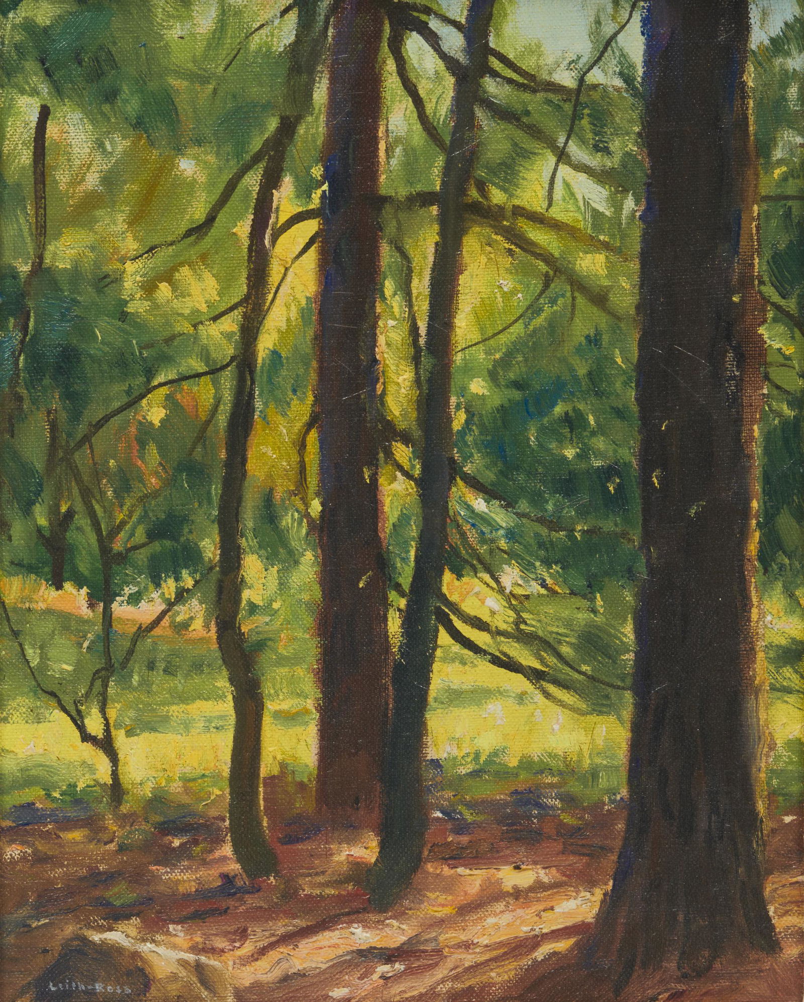 HARRY LEITH-ROSS, (American, 1886-1973), Under the Pines: HARRY LEITH-ROSS (American, 1886-1973)Under the Pinesoil on canvas laid on boardsigned Leith-Ross lower left10 3/8 x 8 1/4 in., frame: 17 x 14 3/4 in. Provenance: Property of a New York
