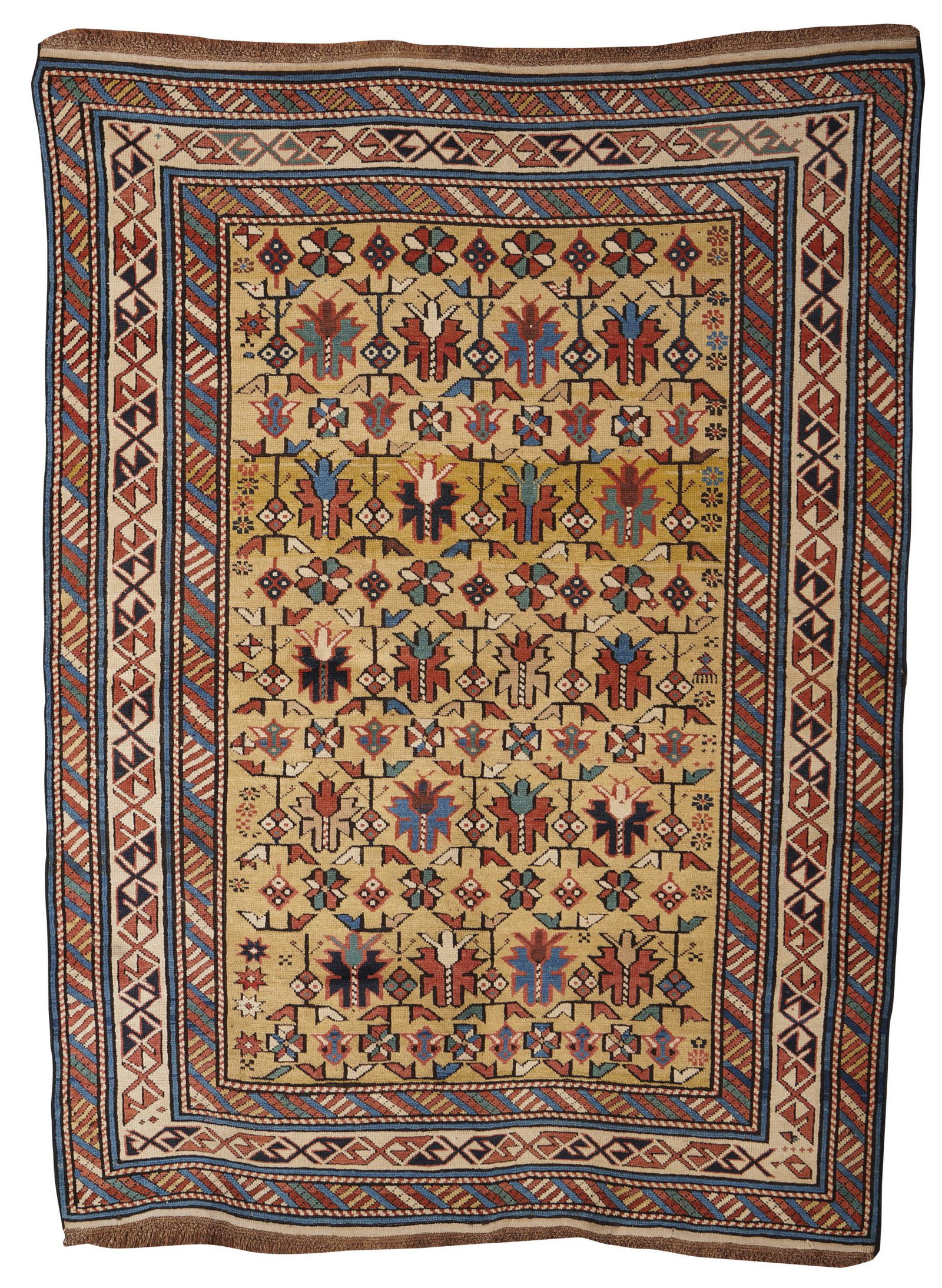 Yellow Ground Kuba Rug, Caucasus, ca. 1875 (1 of 4)