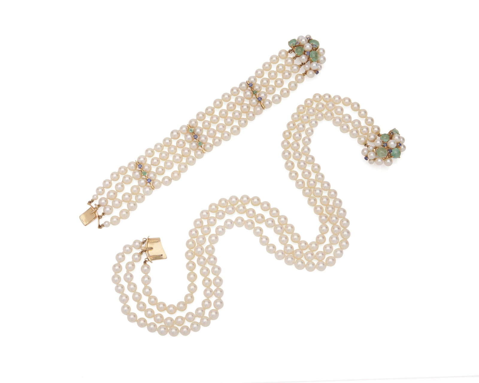 14K Gold, Pearl, and Gemset Suite (1 of 4)