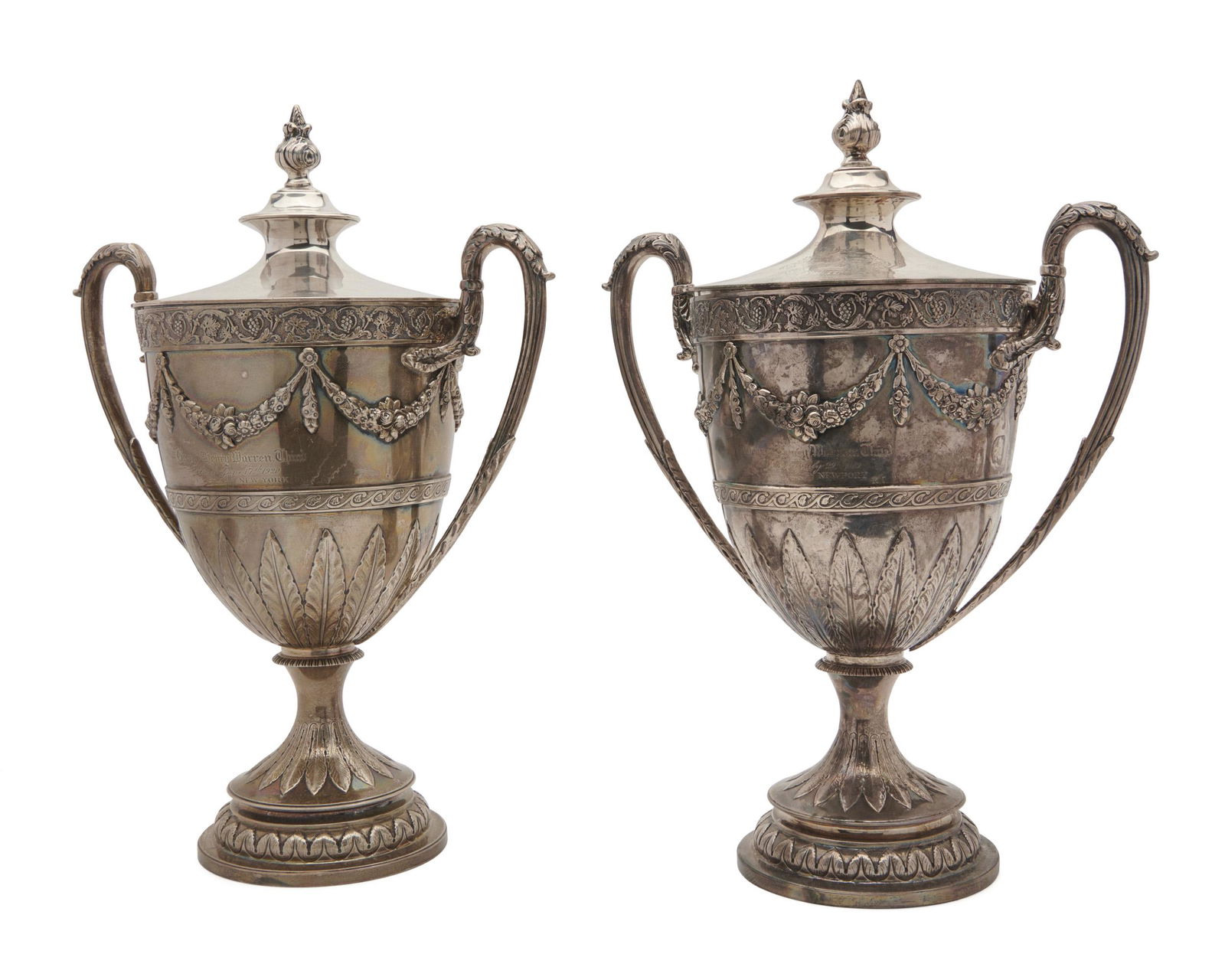 Two Matching Neo-Classical Style Silver Covered Two Handled Urns (1 of 8)