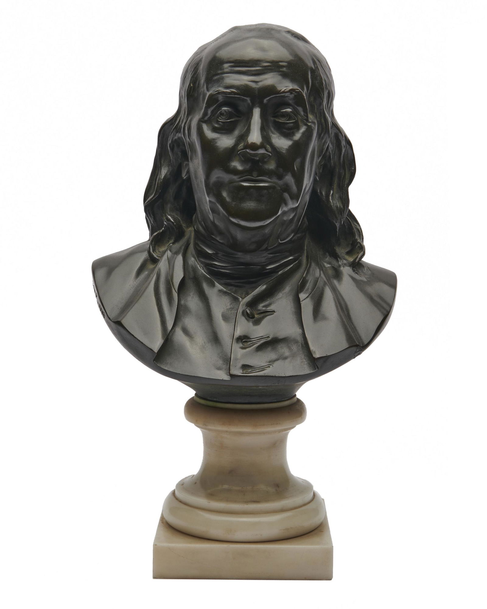 After JEAN-ANTOINE HOUDON, (French, 1741-1828), Benjamin Franklin, bronze, height: 14 in., overall (1 of 5)