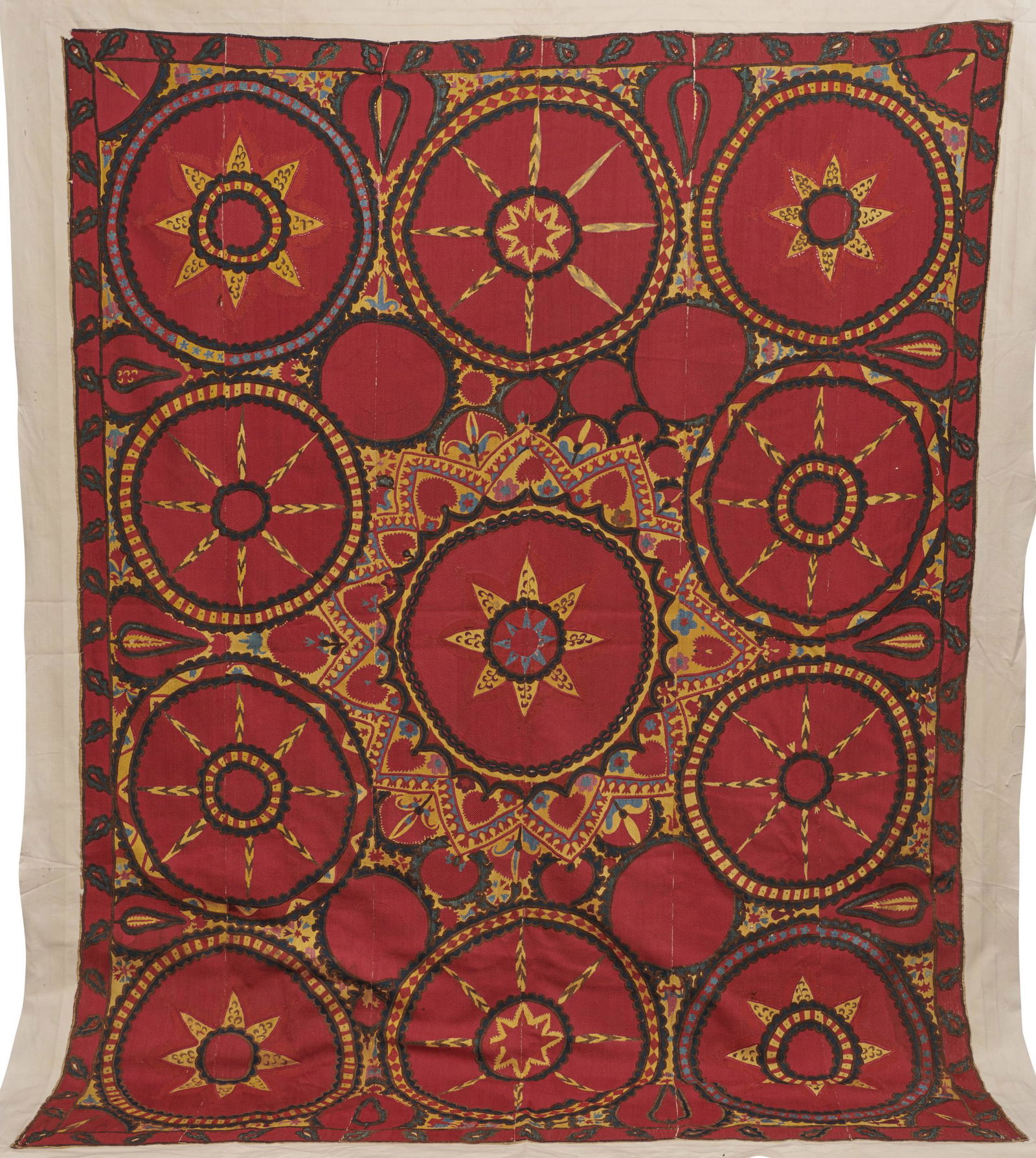 Suzani Embroidery, Pskent, Khanate of Kokand, Uzbekistan, second half 19th century (1 of 6)