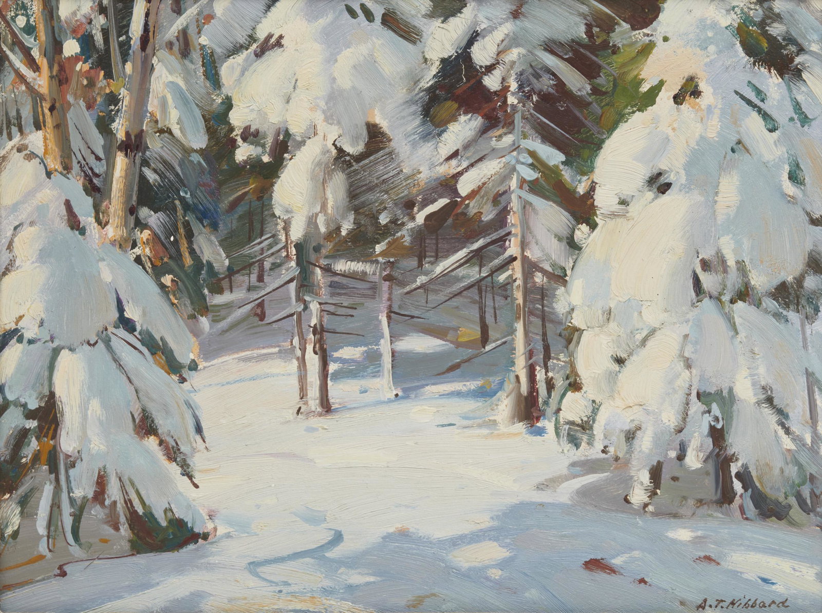 ALDRO THOMPSON HIBBARD, (American, 1886-1972), Snowy Path (1 of 5)