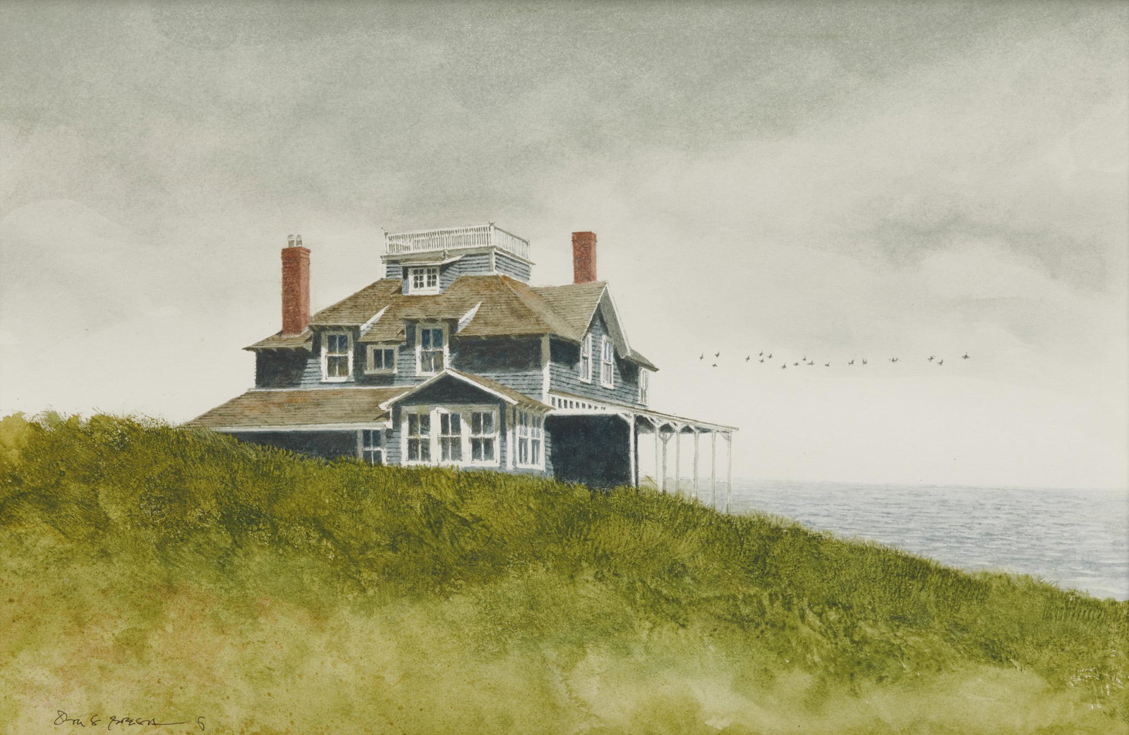 DOUG BREGA, (American, b. 1948), Blue House with Grey Roof (1 of 5)