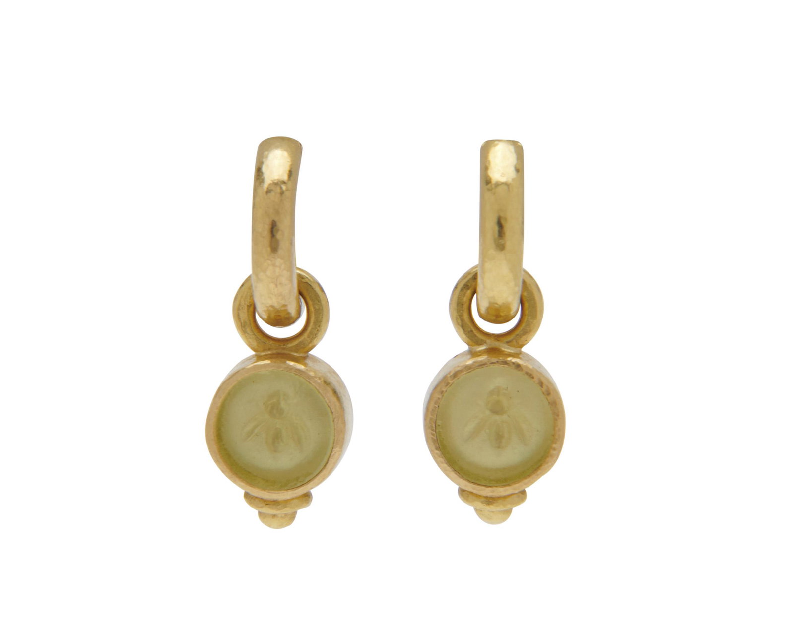ELIZABETH LOCKE 18K Gold, Glass Intaglio, and Mother-of-Pearl Pendant Earrings (1 of 3)