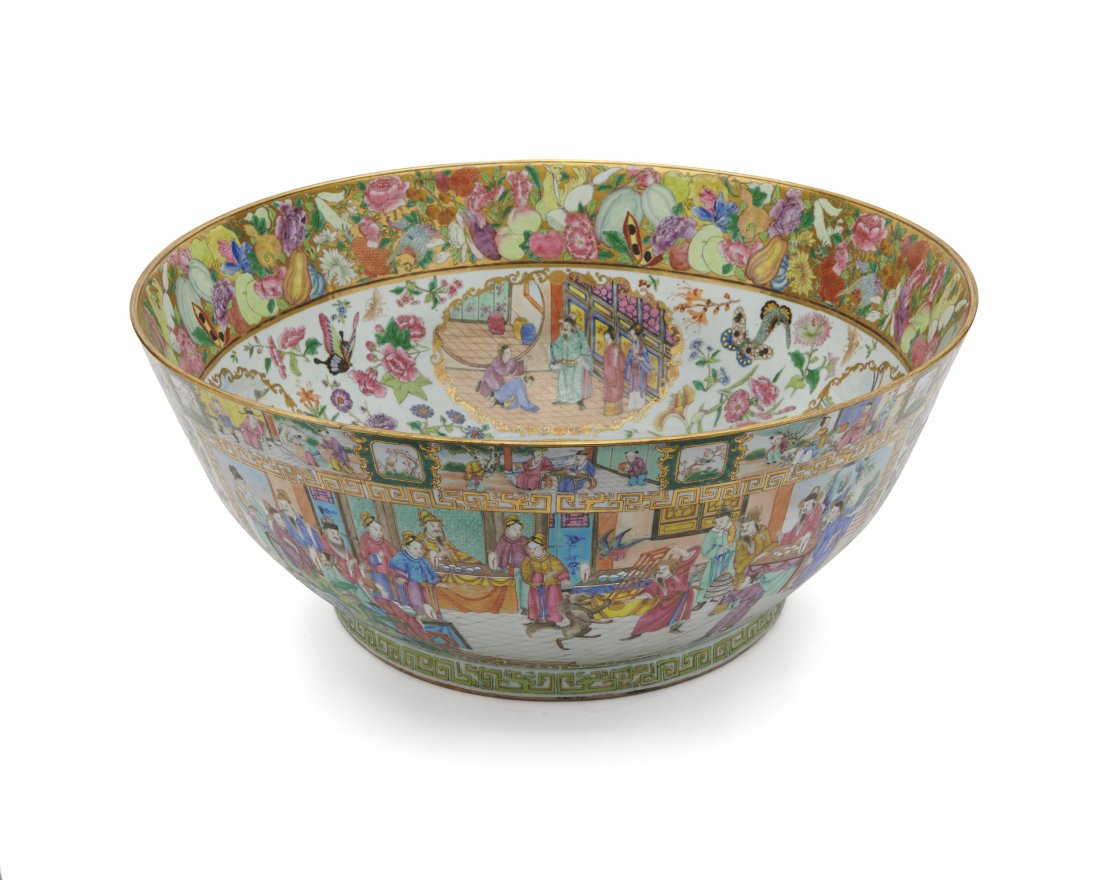 Monumental Rose Medallion Punch Bowl, 19th century (1 of 3)
