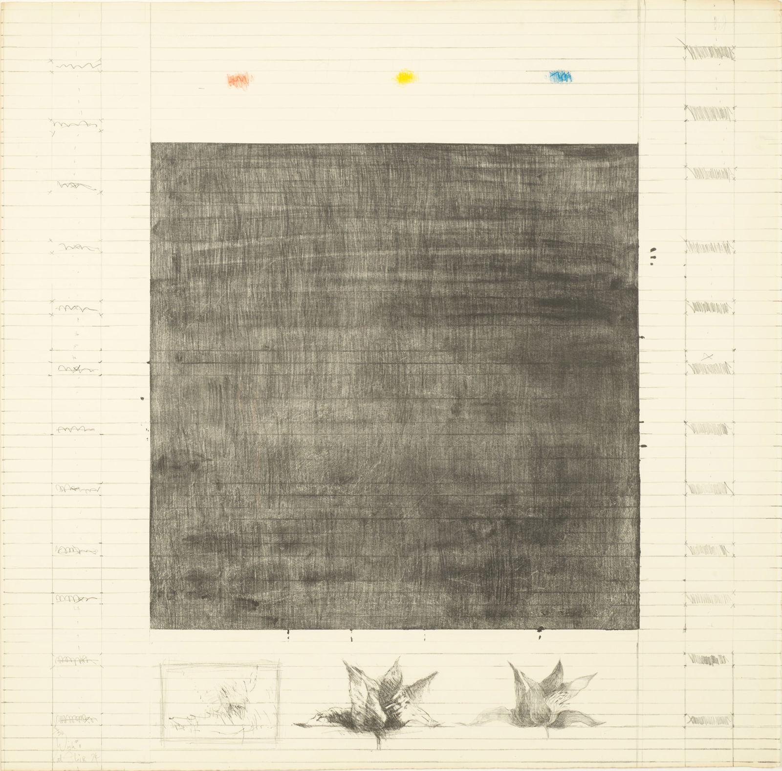 PAT STEIR, (American, b. 1938/40), Wish #1, 1974: PAT STEIR (American, b. 1938/40)Wish #11974, lithograph in colorssigned, titled, and dated Wish #1 Pat Steir 74 and numbered 8/50 lower left in pencilsheet: 32 x 32 in., frame: 34 1/5 x