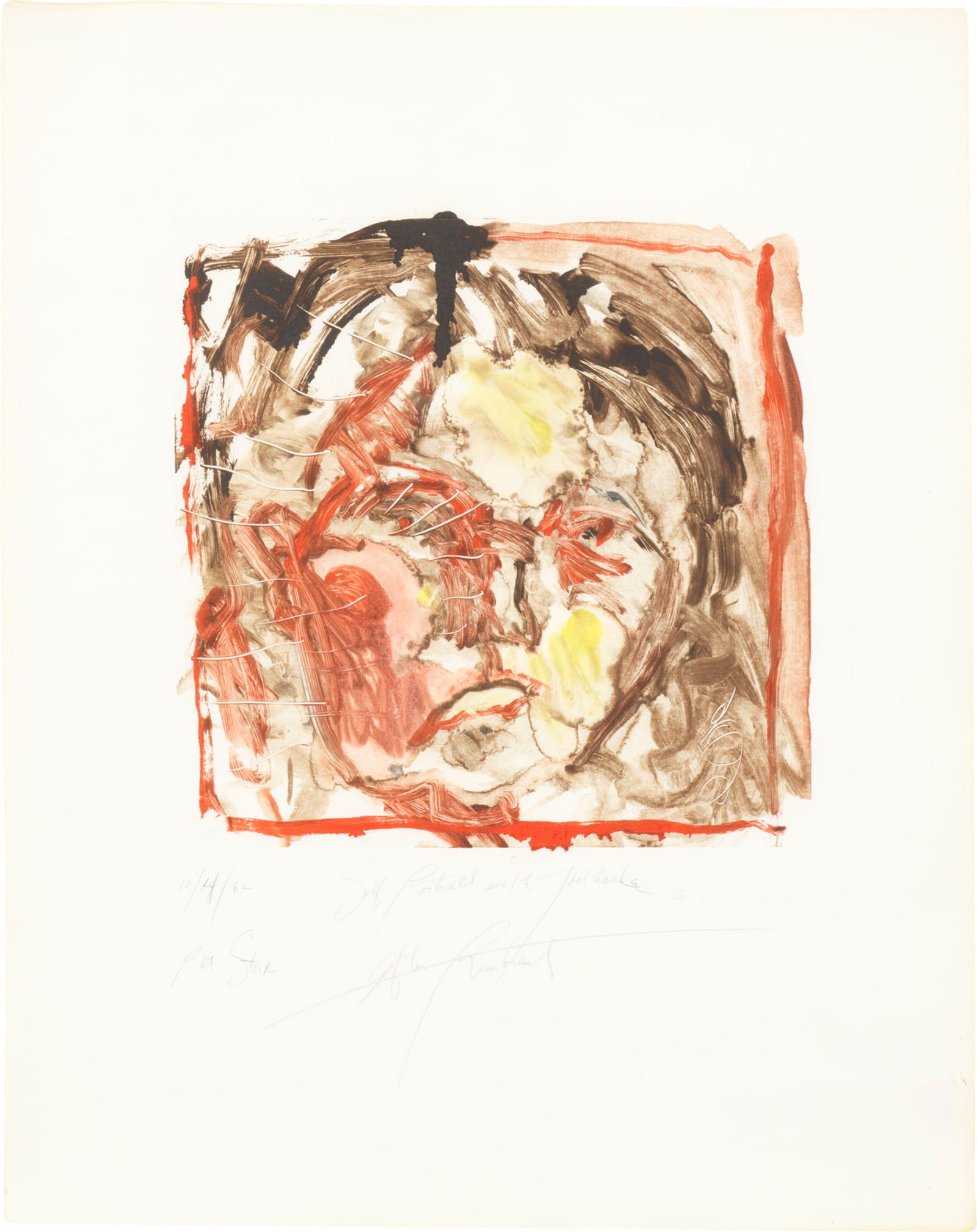 PAT STEIR, (American, b. 1938/40), Self Portrait with Toothache After Rembrandt, 1982 (1 of 2)