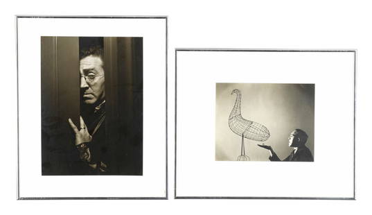 RALPH STEINER, (American, 1899-1986), S.J. Perlman (Two Works): RALPH STEINER (American, 1899-1986) S.J. Perlman (Two Works) silver gelatin prints S.J. Perlman (with Sculpture) sight: 7 1/2 x 9 1/2 in., frame: 14 1/4 x 17 1/2 in. S.J. Perlman sight: 13 x 9 1/2