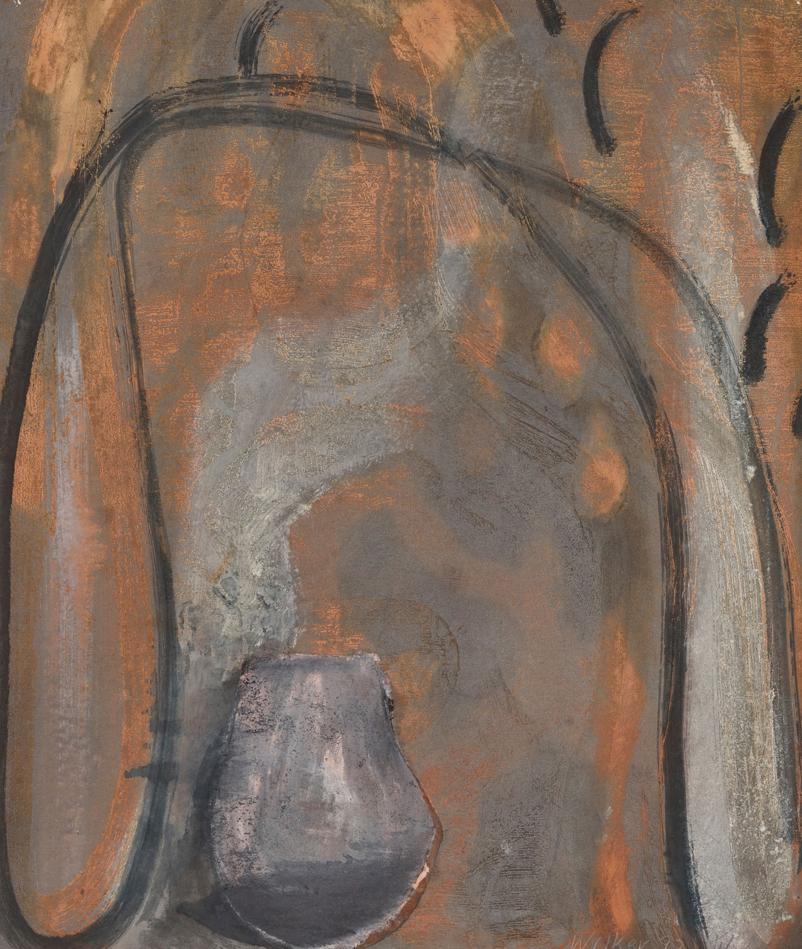 JOHN WALKER, (American, b. 1939), Untitled, 1992: JOHN WALKER (American, b. 1939)Untitled1992, monoprint on Japanese papersigned and dated Walker 92 lower right in pencil21 x 17 5/8 in., frame: 28 5/8 x 25 1/8 in. Provenance: Nielsen Ga