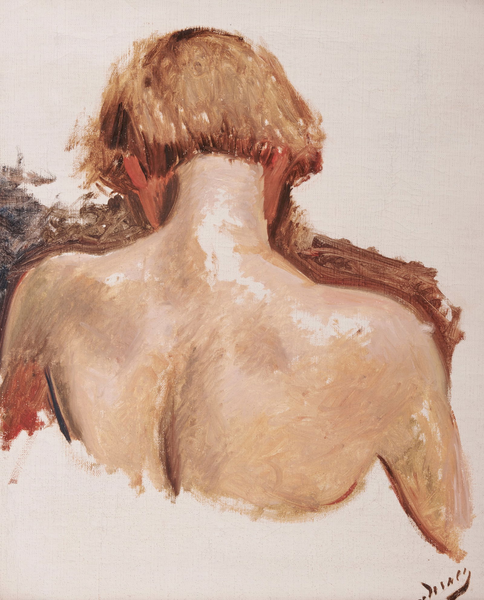 ANDRE DERAIN, (French, 1880-1954), Buste nue dos: ANDRE DERAIN (French, 1880-1954)Buste nue dosoil on canvassigned Derain lower right16 x 13 in., frame: 21 1/4 x 18 in. Provenance: Collection of a Beverly Farms, Massachusetts Gentleman.