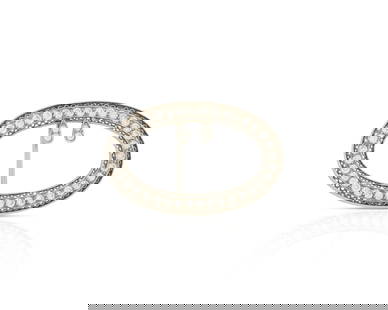 DREICER & CO. Platinum and Diamond Brooch: DREICER & CO. Platinum and Diamond Broochca. 1900; the millegrain oval-form brooch framed by full-cut diamonds with scalloped engraved surrounds and two teardrop drops; diamonds weighing approx. 1.55