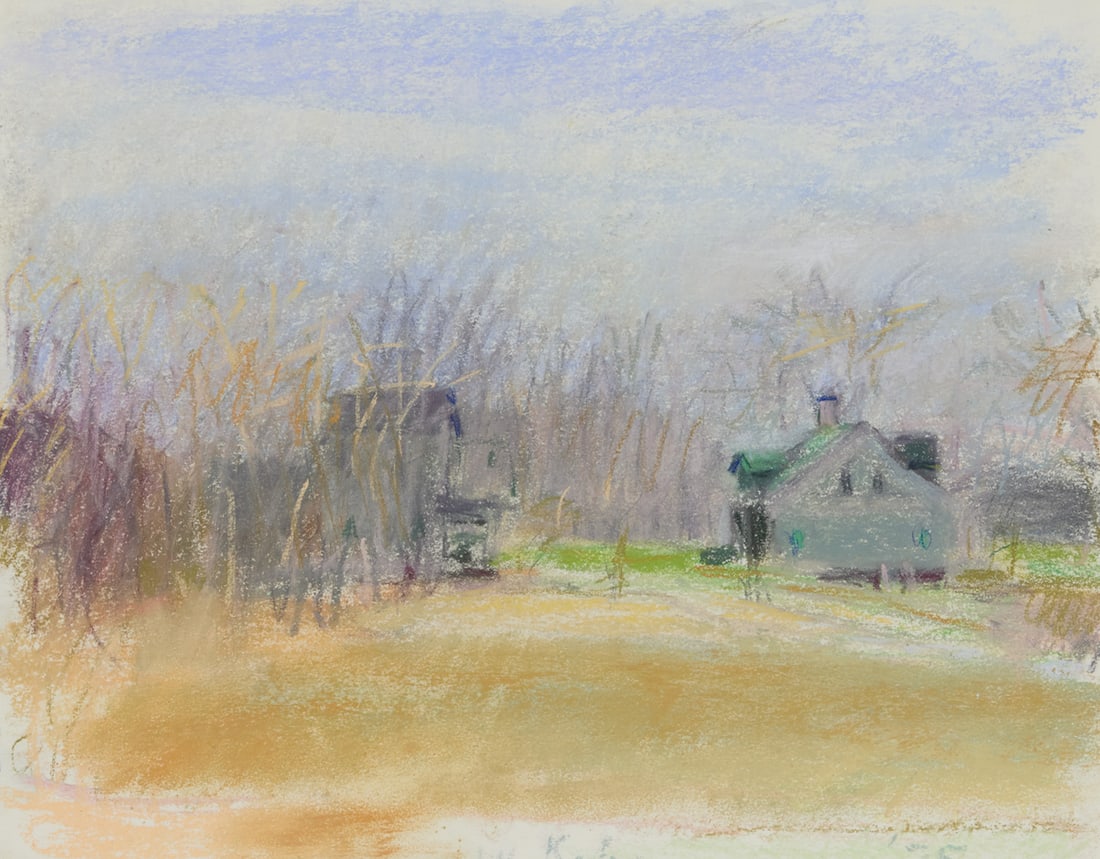 WOLF KAHN, (American, 1927-2020), Untitled (House in the Woods), 1975: WOLF KAHN(American, 1927-2020)Untitled (House in the Woods)1975, pastelsigned W. Kahn lower center; dated 75 lower rightsight: 10 1/2 x 13 1/2 in., frame: 17 1/2 x 20 5/8 in. Prov