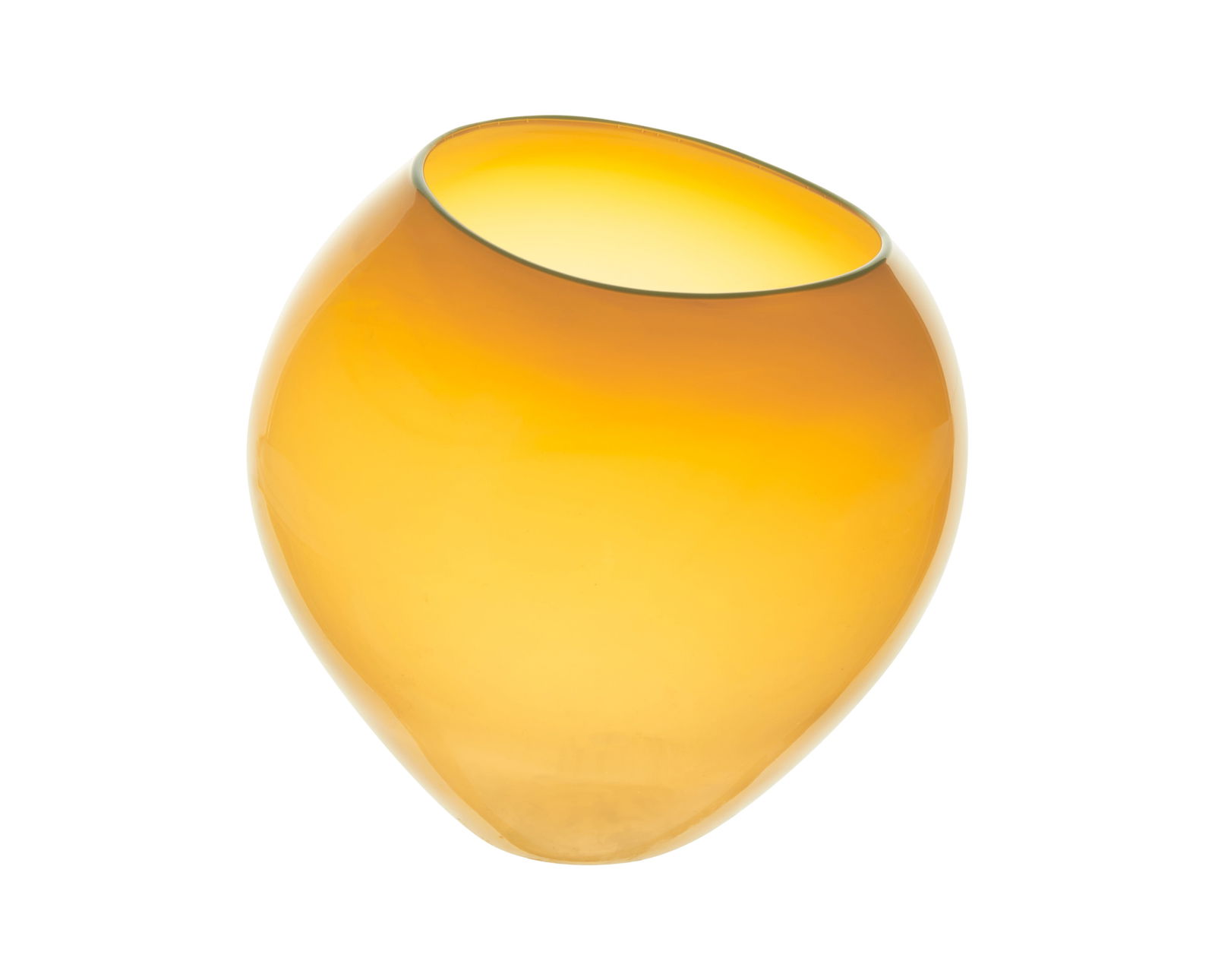 DALE CHIHULY, (American, b. 1941), Mango Basket with Teal Lip Wrap, 2000 (1 of 2)