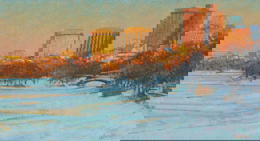 THOMAS RUSSELL DUNLAY, (American, b. 1951), Charles River in Winter